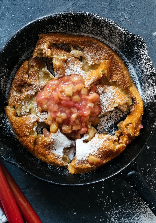 Vegan Dutch Baby with Rhubarb Compote