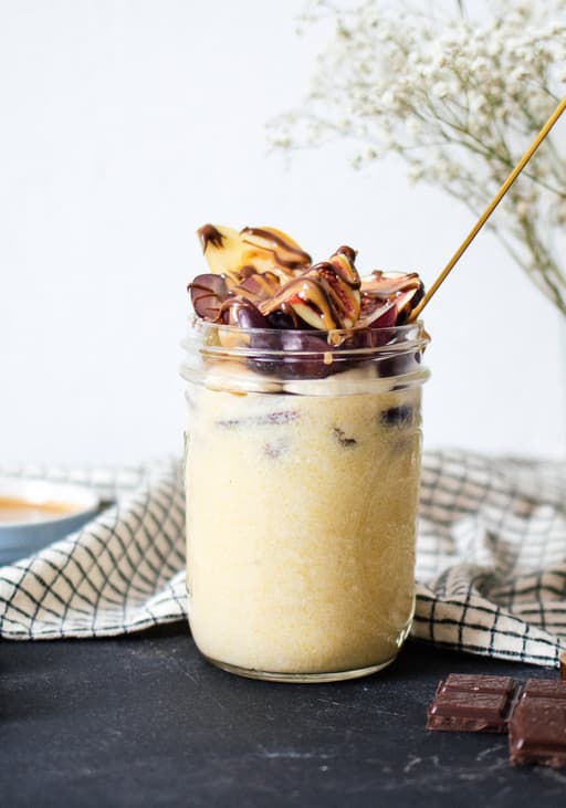 Breakfast polenta with almond butter & figs