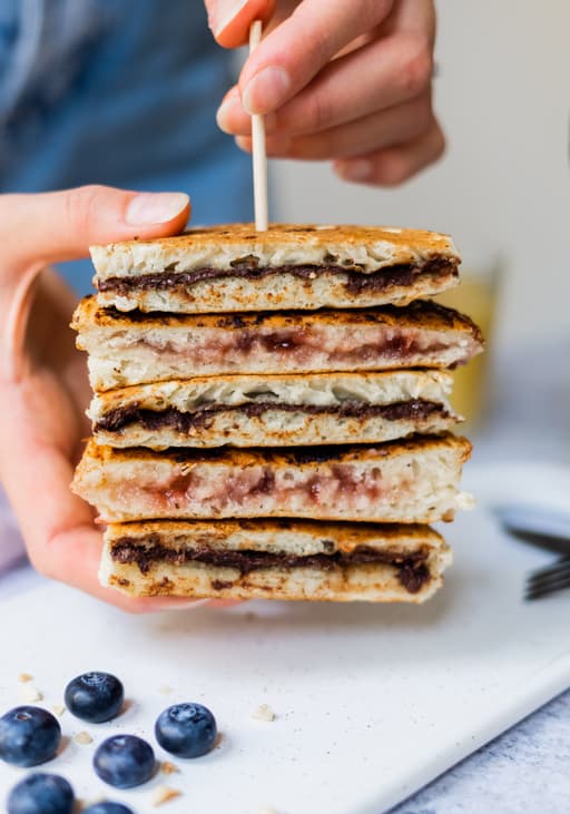 Vegan Chocolate and Jam-Stuffed Pancakes