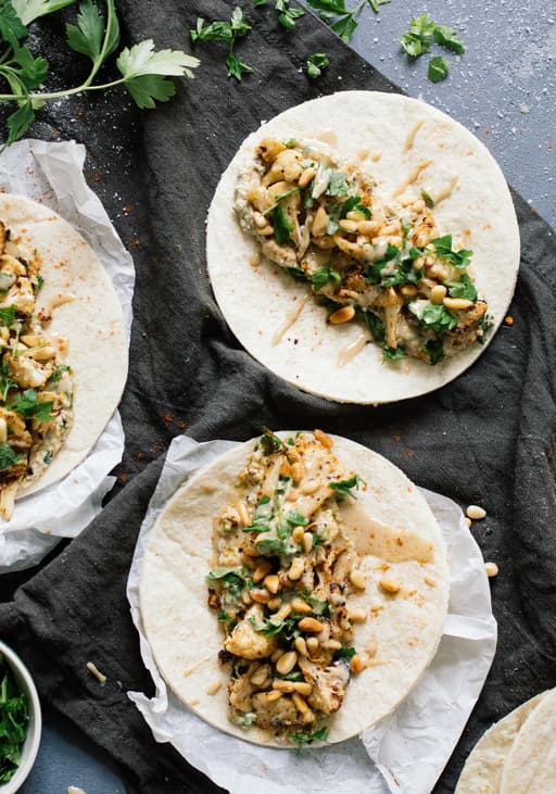 Taco mit Baba Ganoush & geröstetem Blumenkohl
