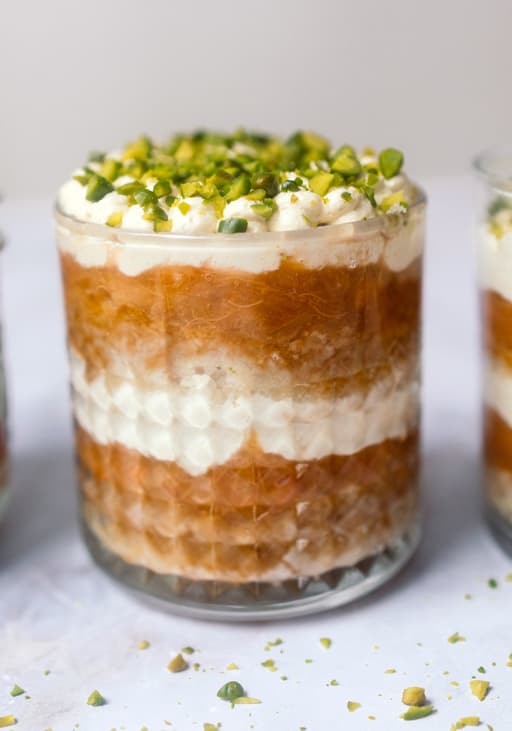 Vegan Rhubarb and Pistachio Tiramisu in a Jar