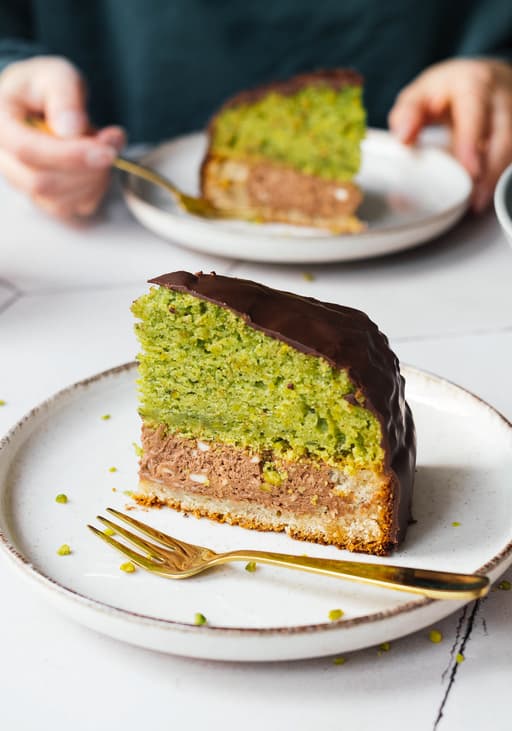 Vegan Mozartball Cake (Pistachio Marzipan Nougat Cake)