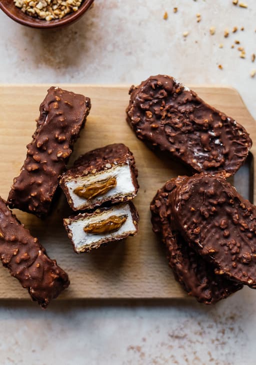 Vegan Icebox Milk Chocolate Bars with Caramel Core (Kinder Maxi King)