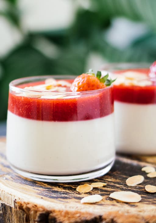 Vegan Coconut Panna Cotta with Strawberry Sauce