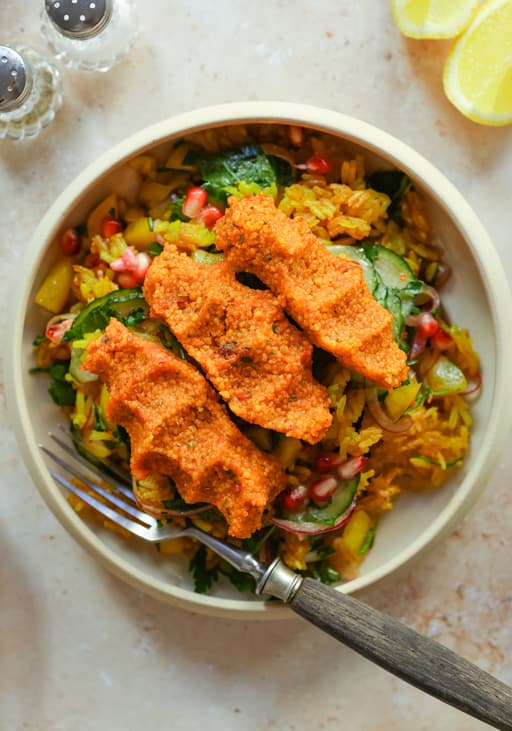 Crispy Rice Salad with Çiğ Köfte
