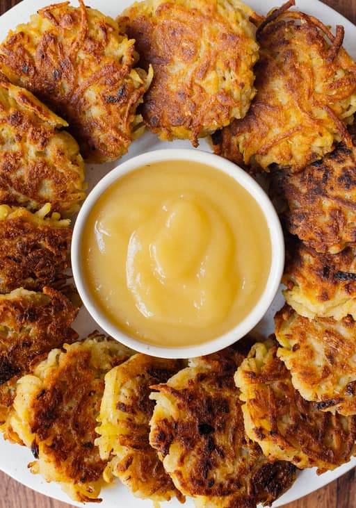 Vegan German Potato Pancakes with Apple Sauce