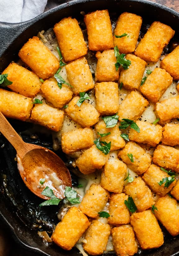 Veganer Champignon-Kroketten-Auflauf