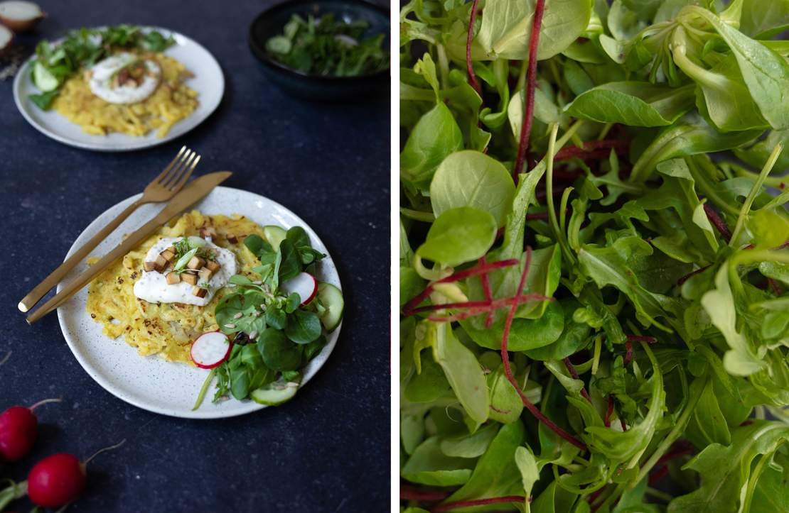 R749 Vegane Käsespätzle-Rösti