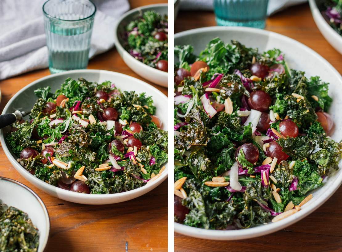 R596 Vegan Kale Salad with Sesame Dressing and Crispy Kale Chips