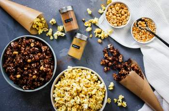Sweet & Salty Curry and Chocolate Peanut Popcorn