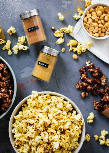 Sweet & Salty Curry and Chocolate Peanut Popcorn
