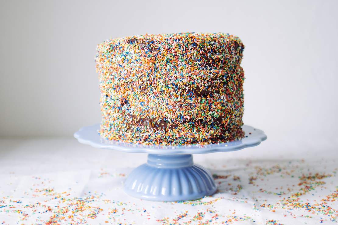 R184 Vegan Chocolate Layer Cake with Sprinkles