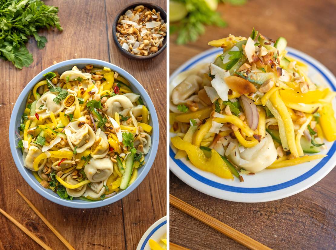 R980 Sommerlicher Tortellini-Mango-Salat mit Limettendressing