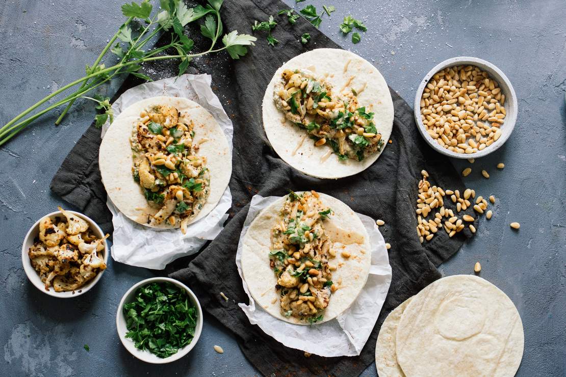 R268 Arabischer Taco mit Baba Ganoush & geröstetem Blumenkohl