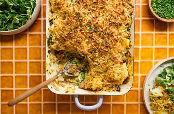 Cauliflower-Broccoli Casserole with Vegan Mince