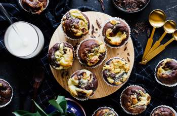 Vegan Double Chocolate Cheesecake Muffins