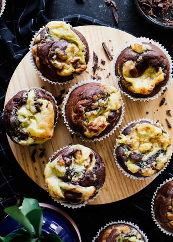 Vegane Double Chocolate Cheesecake Muffins