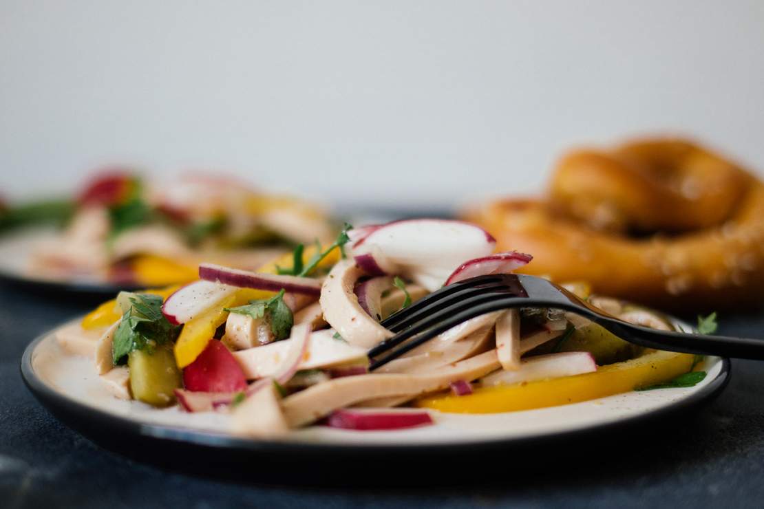 R290 German sausage salad with radishes