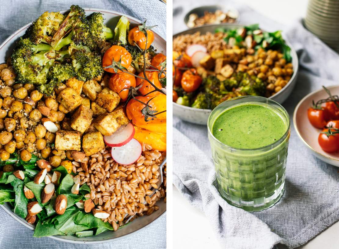 R393 Salat Bowl mit Tofu und Möhrengrün Dressing