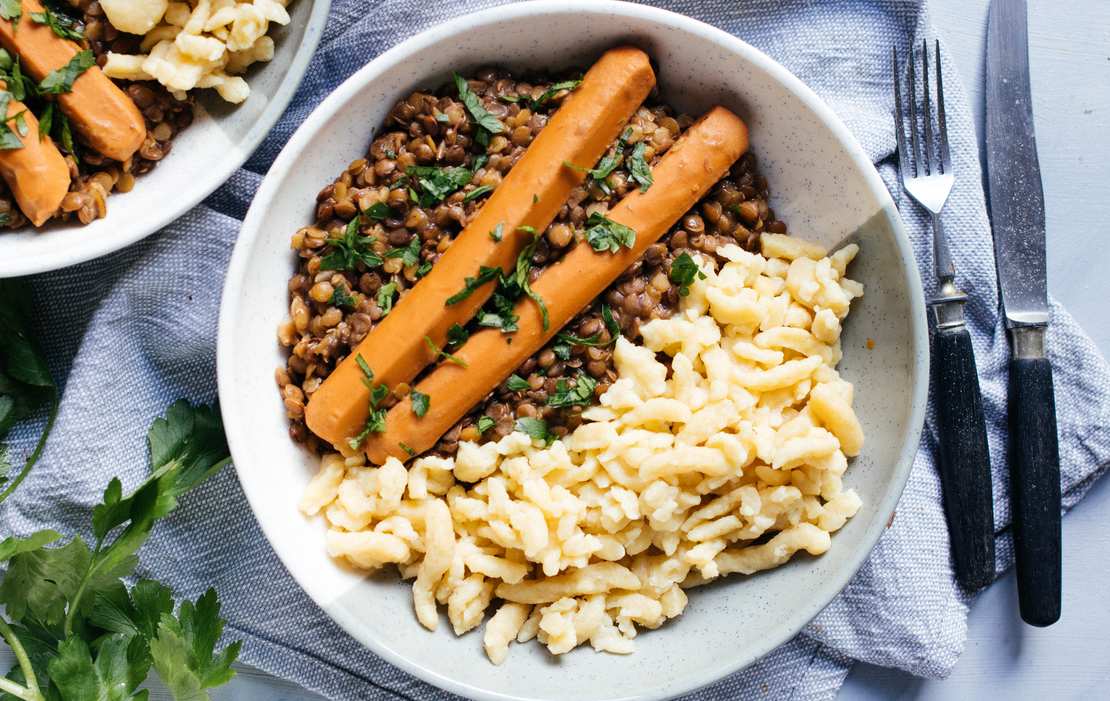 Lentils (Linsen) with Spaetzle a German Classic From Scratch 