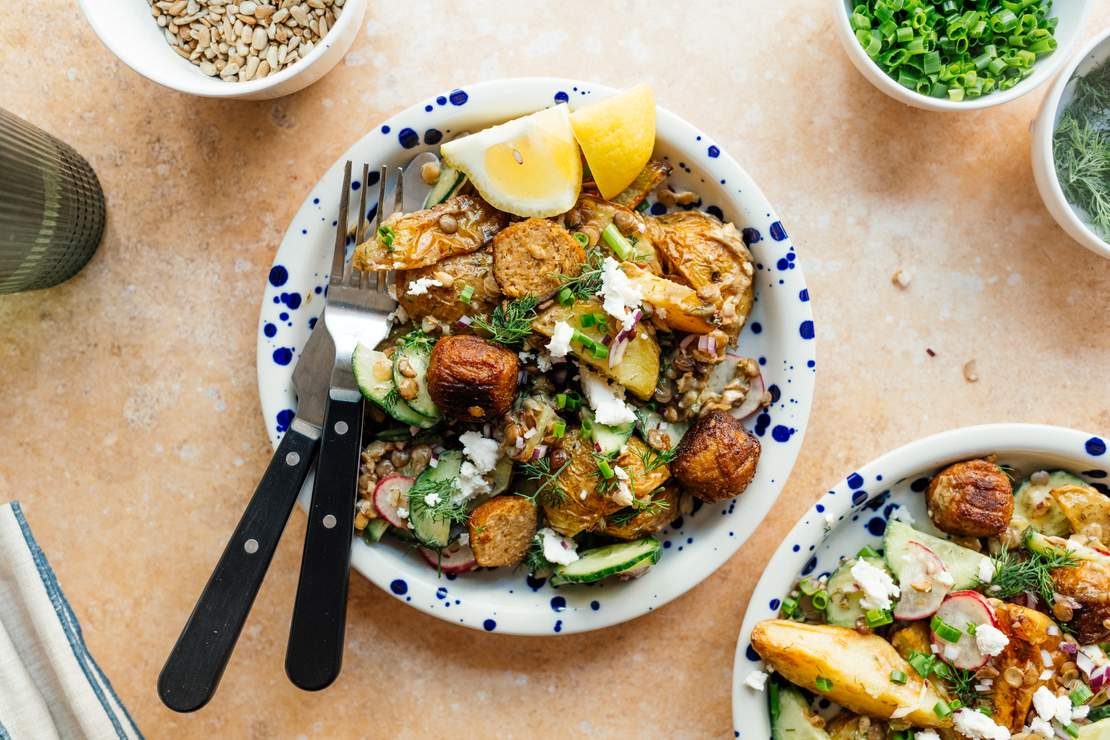 Veganer Kartoffelsalat mit Linsen &amp; Senf-Dill-Soße | Rezept - Zucker ...