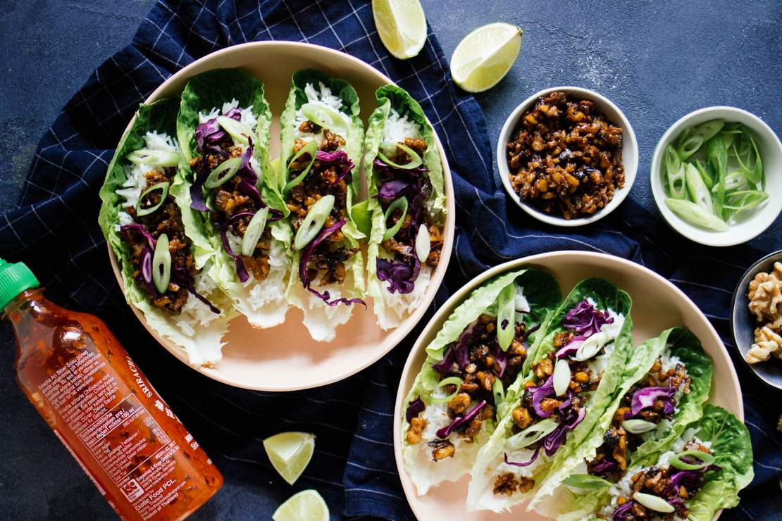 R527 Vegan Lettuce Wraps with Rice & Mushrooms