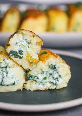 Vegan Potato Cakes with Spinach and Cream Cheese Filling