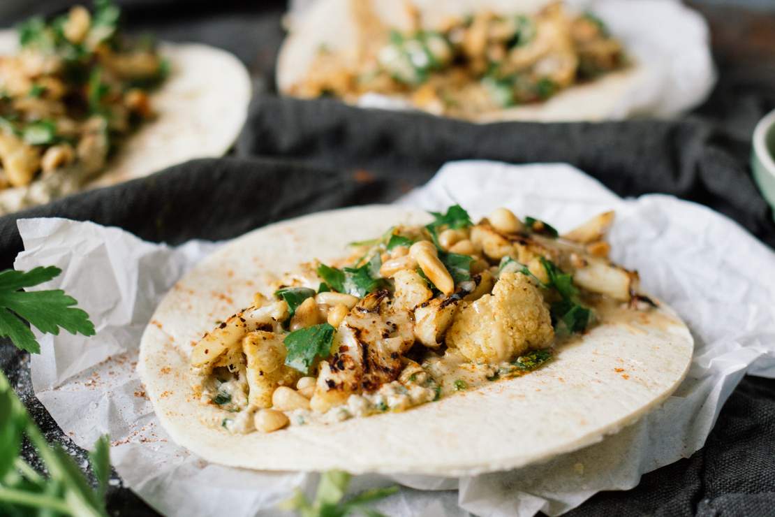 R268 Arabischer Taco mit Baba Ganoush & geröstetem Blumenkohl