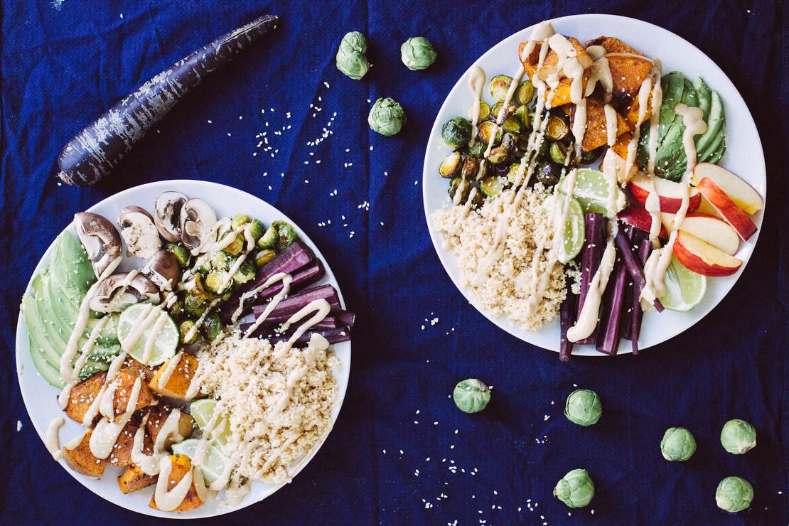 R144 Vegan Couscous Bowl with brussels sprouts