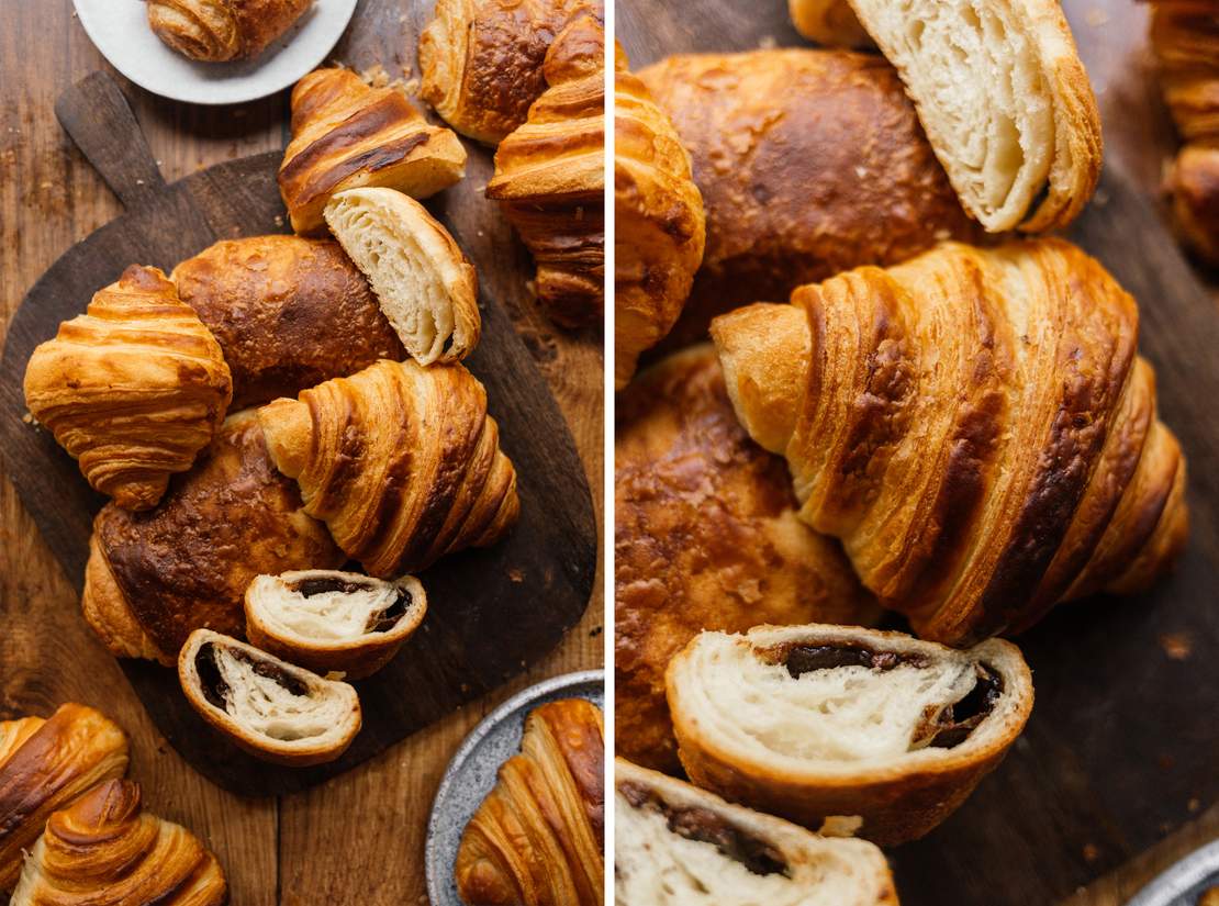 R870 Selbstgemachte vegane Croissants und Schokocroissants