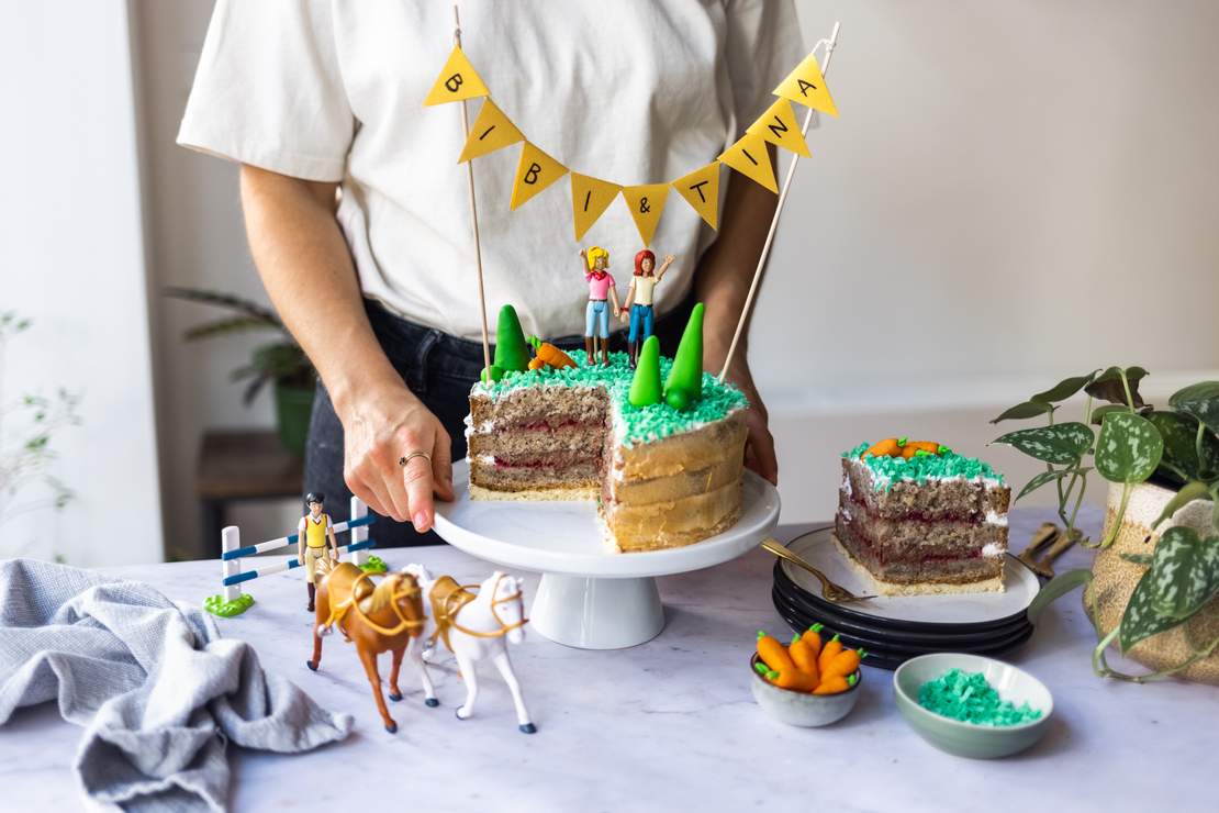 R679 Vegane Bibi & Tina Torte (Haselnusstorte mit Kirschen und Schokoquark)