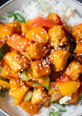 Sweet and Sour Tofu with Rice