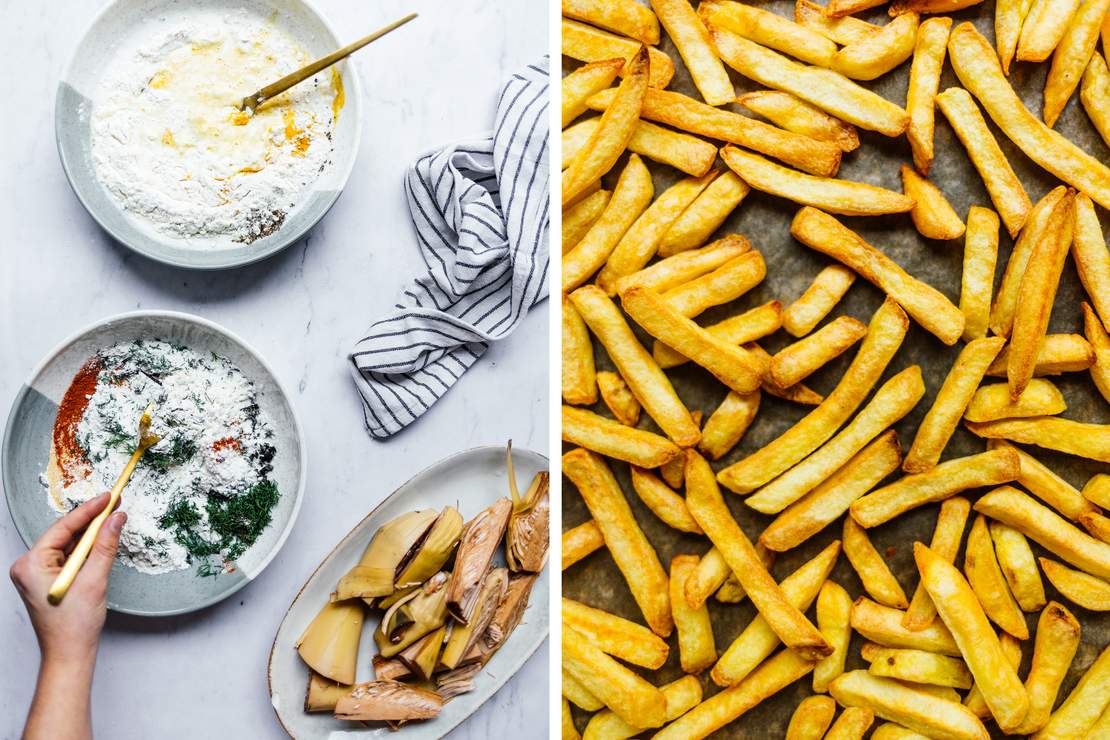 R709 Vegane Fish and Chips (mit Fisch aus Bananenblüten)