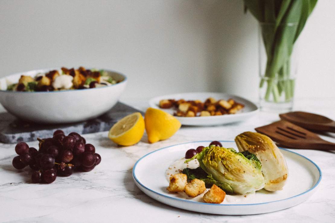 R148 Grilled endive vegan ceasar salad