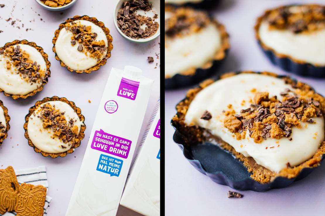 R482 Vegane Spekulatius-Tarts mit Vanillecreme (ohne Backen)