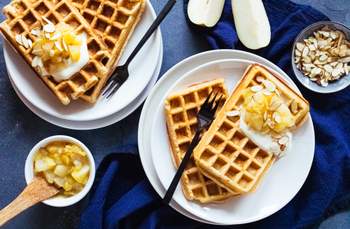 Vegan Oat Waffles with Apple Pear Compote