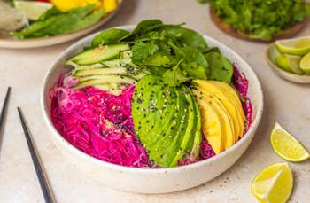 Pink glass noodle salad