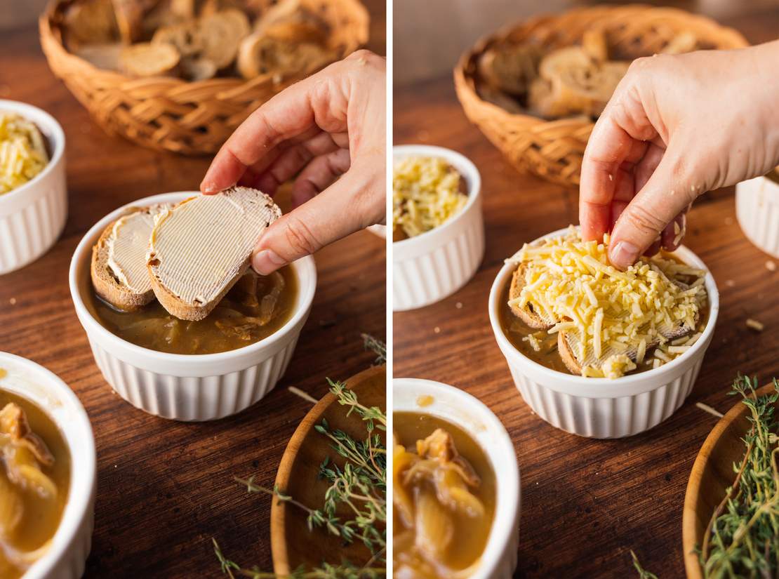 R924 Vegane französische Zwiebelsuppe mit Steinpilzen