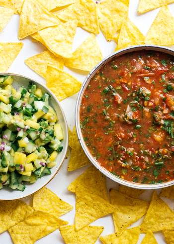 Tomato and Mango Salsas with Tortilla Chips