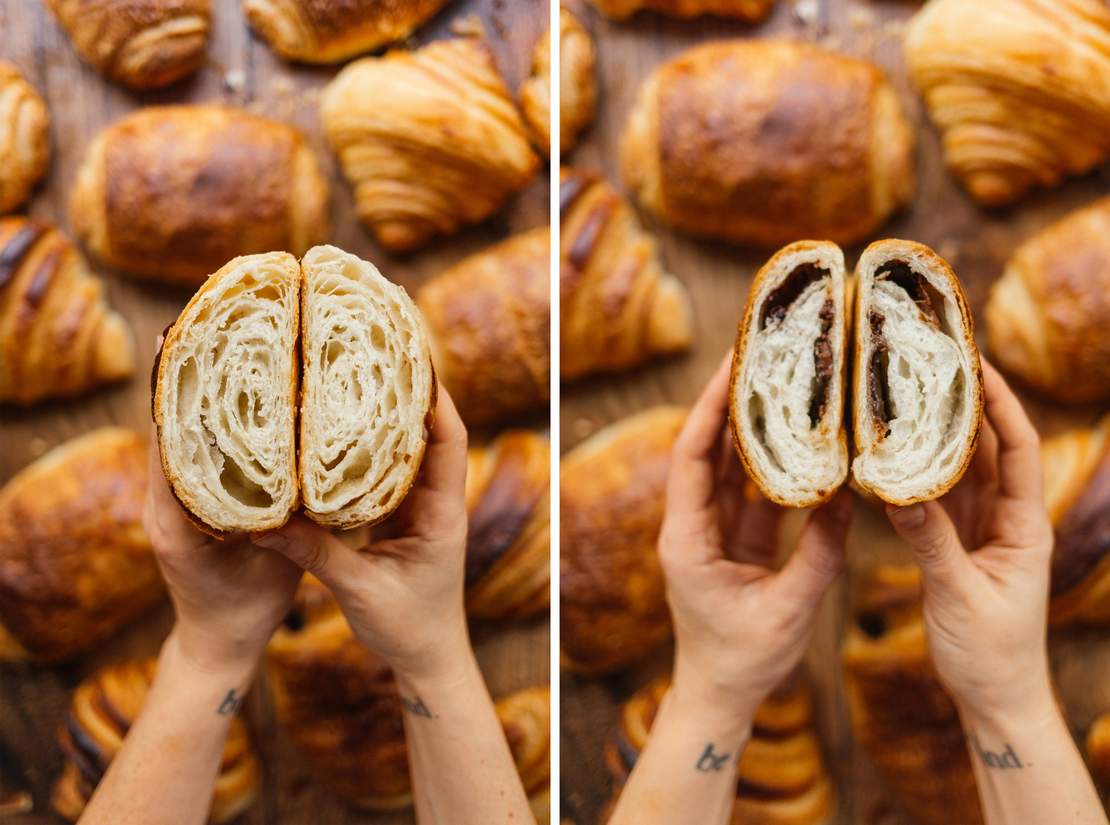 R870 Selbstgemachte vegane Croissants und Schokocroissants