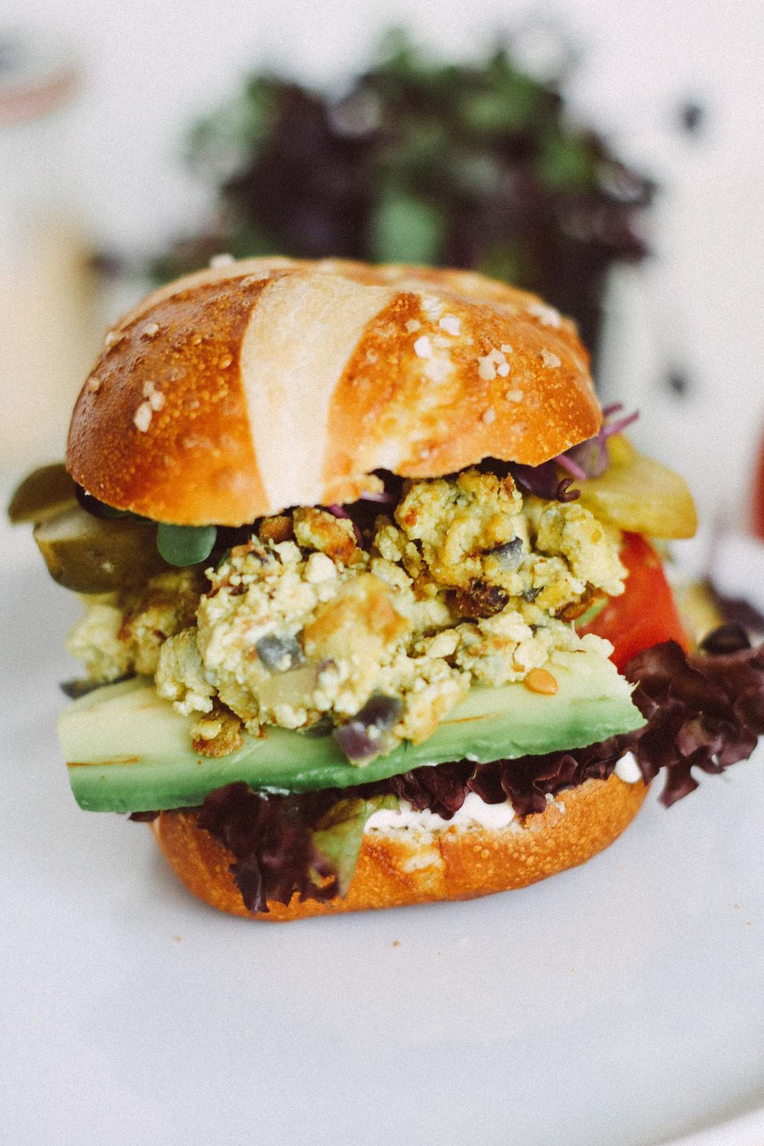 R124 Vegan Breakfast Burger with Scrambled Tofu