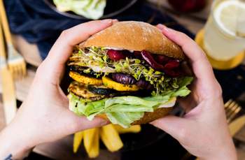 Vegan Grilled Vegetable Burger with Cherry Topping
