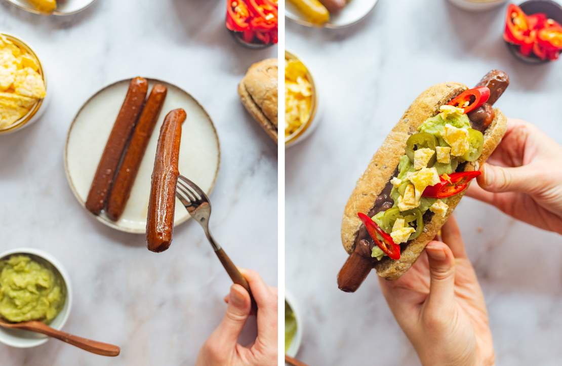 R974 Vegane Grillwürstchen im Brot