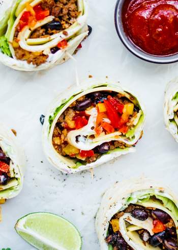 Tortilla Pinwheels with Black Beans & Plant-Based Mince