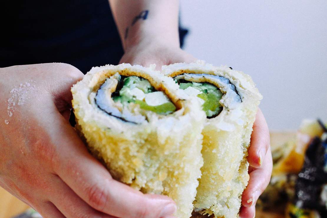 R33 Vegane Deep Fried Crispy Sushi Taco Rolls