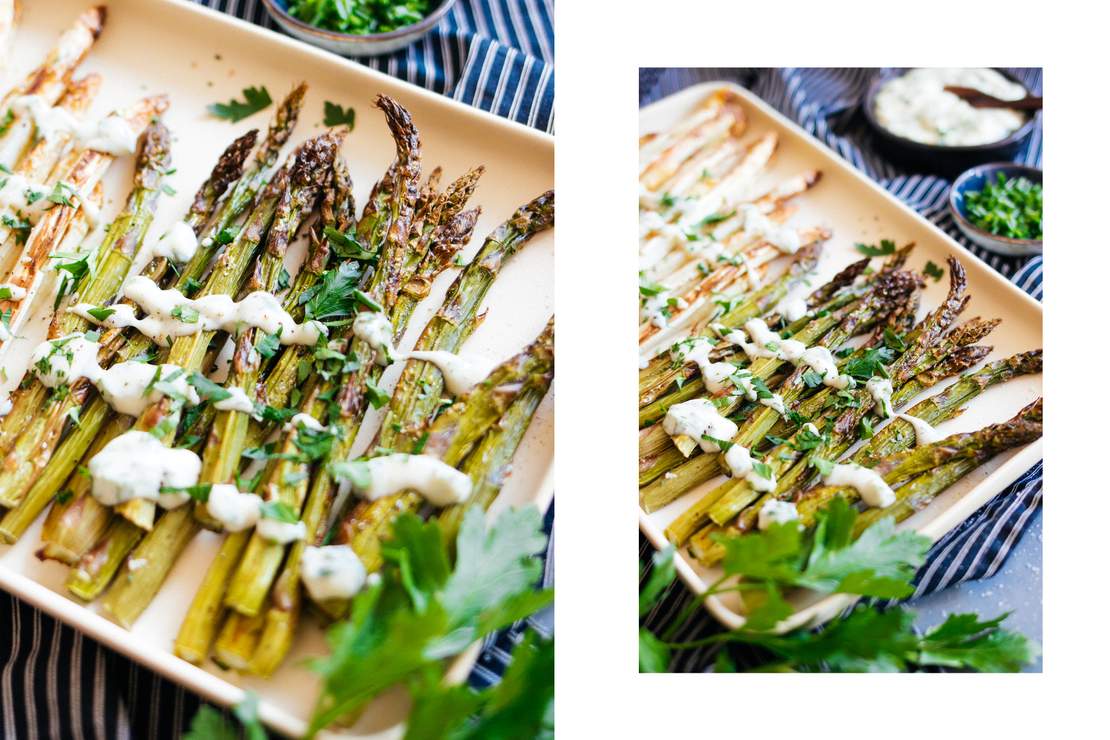 R510 Baked Asparagus with vegan Herb Hollandaise Sauce