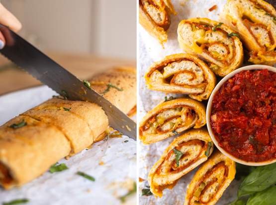 Vegan Stromboli (Stuffed Pizza Roll) with Plant-Based Salami and Hot ...