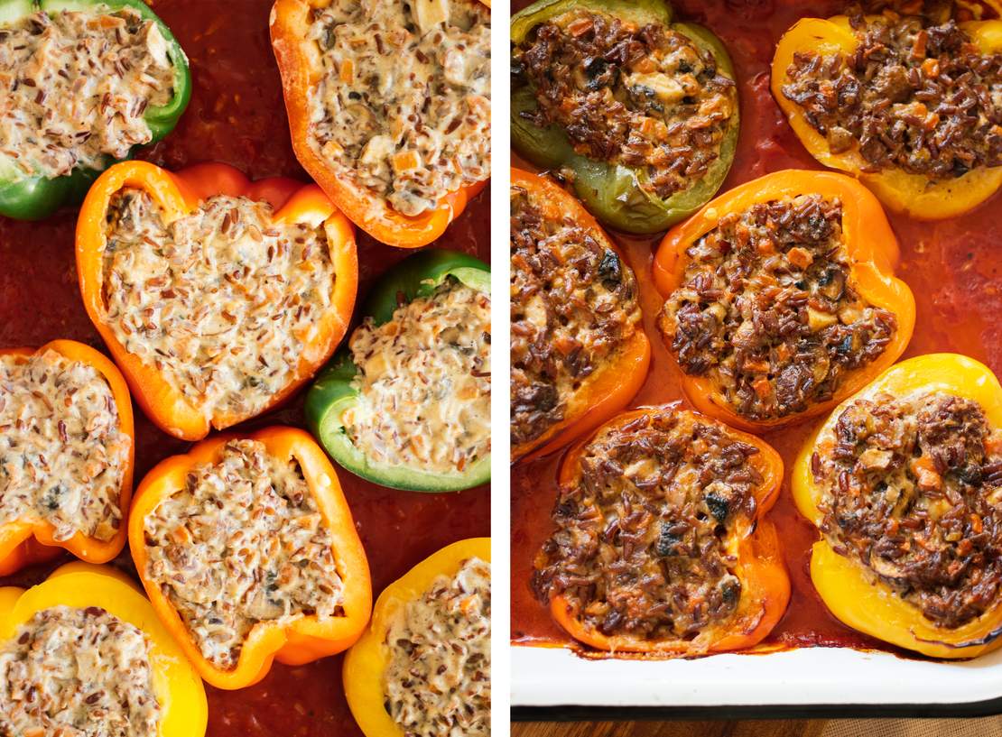 R486 Vegan Stuffed Bell Peppers with Red Rice