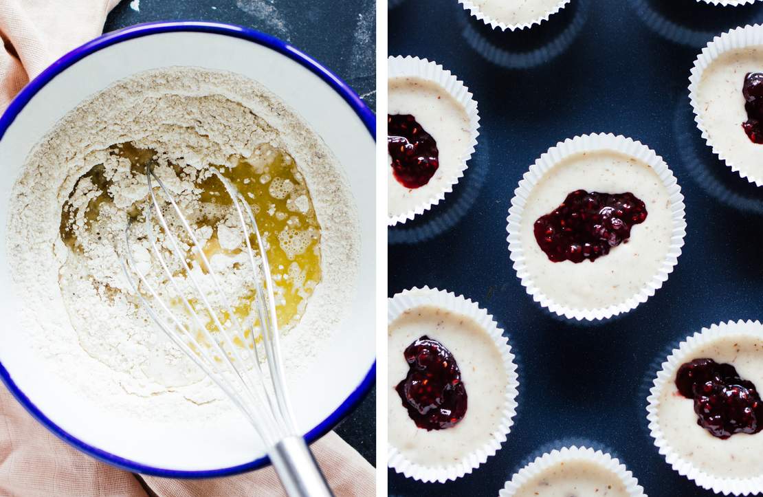 R161 Vegane, Gefüllte Himbeermuffins