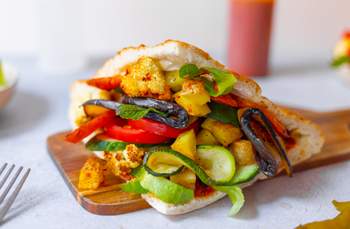 Vegetable Kebab with Homemade Pita Bread